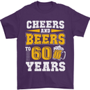 60th Birthday 60 Year Old Funny Alcohol Mens T-Shirt 100% Cotton Purple