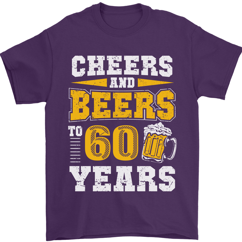 60th Birthday 60 Year Old Funny Alcohol Mens T-Shirt 100% Cotton Purple