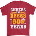 60th Birthday 60 Year Old Funny Alcohol Mens T-Shirt 100% Cotton Red