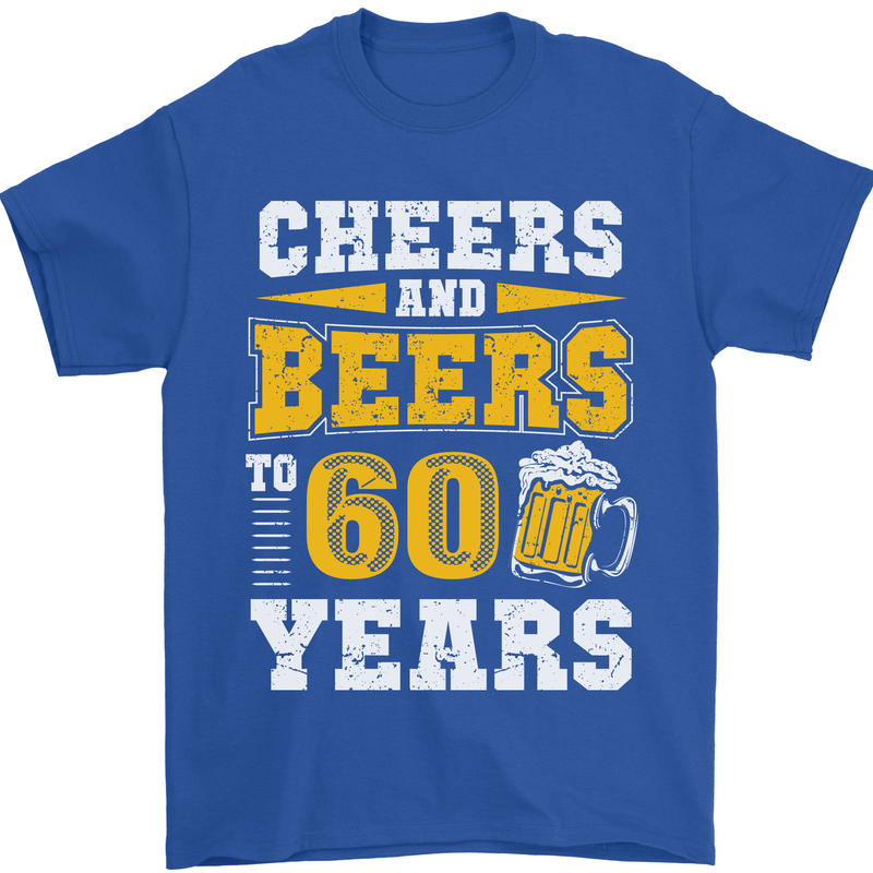 60th Birthday 60 Year Old Funny Alcohol Mens T-Shirt 100% Cotton Royal Blue