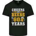 60th Birthday 60 Year Old Funny Alcohol Mens V-Neck Cotton T-Shirt Black