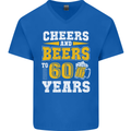 60th Birthday 60 Year Old Funny Alcohol Mens V-Neck Cotton T-Shirt Royal Blue