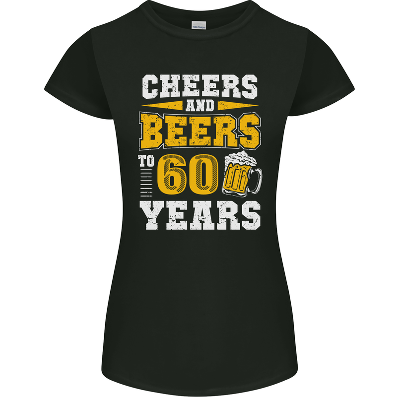 60th Birthday 60 Year Old Funny Alcohol Womens Petite Cut T-Shirt Black