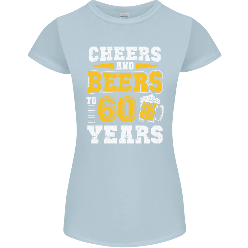 60th Birthday 60 Year Old Funny Alcohol Womens Petite Cut T-Shirt Light Blue