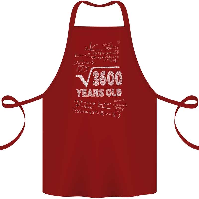60th Birthday 60 Year Old Geek Funny Maths Cotton Apron 100% Organic Maroon