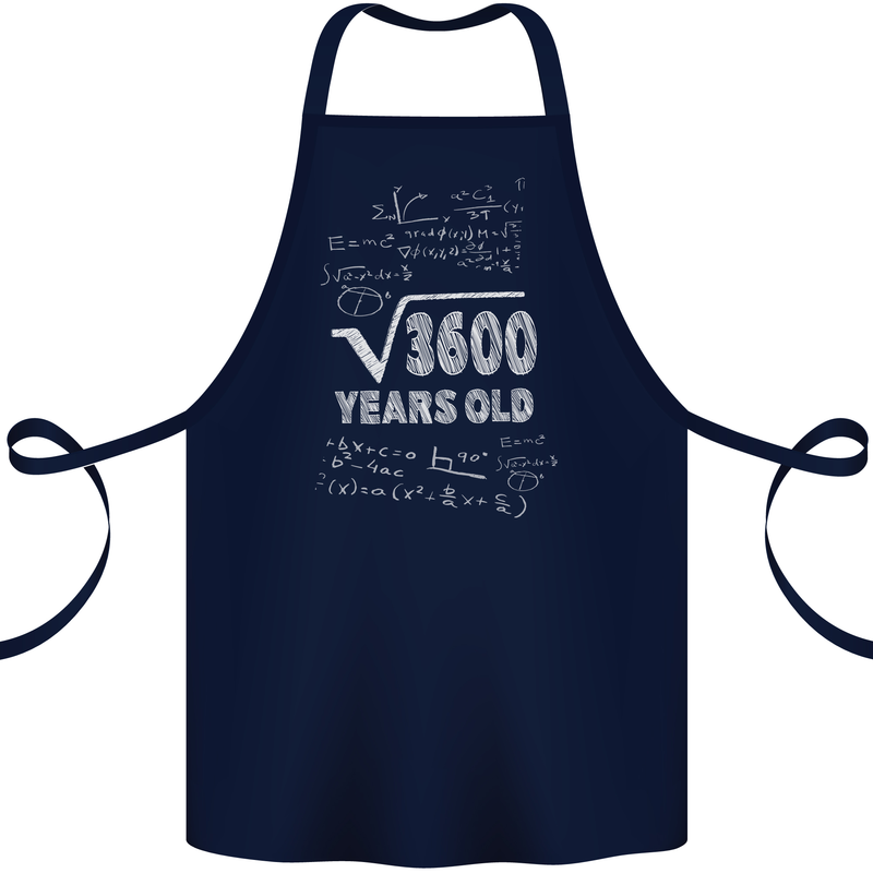 60th Birthday 60 Year Old Geek Funny Maths Cotton Apron 100% Organic Navy Blue