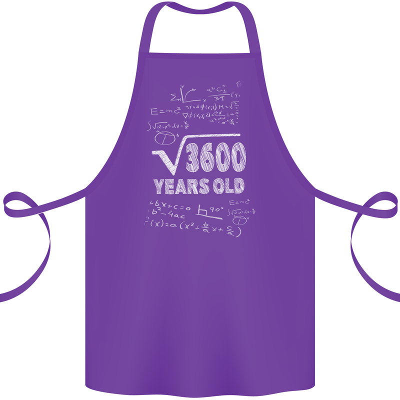 60th Birthday 60 Year Old Geek Funny Maths Cotton Apron 100% Organic Purple