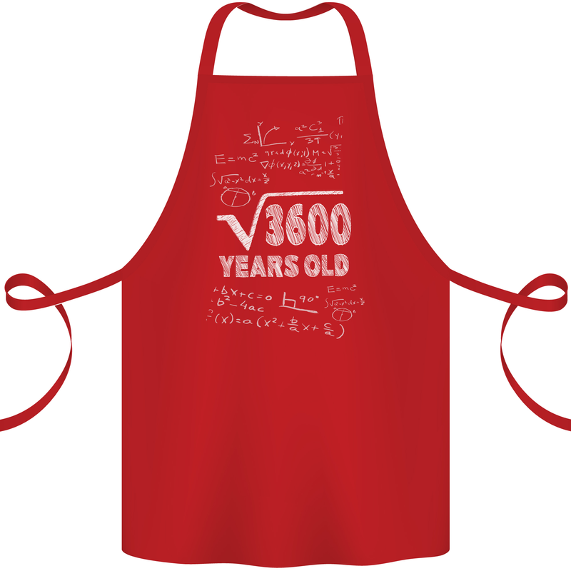60th Birthday 60 Year Old Geek Funny Maths Cotton Apron 100% Organic Red