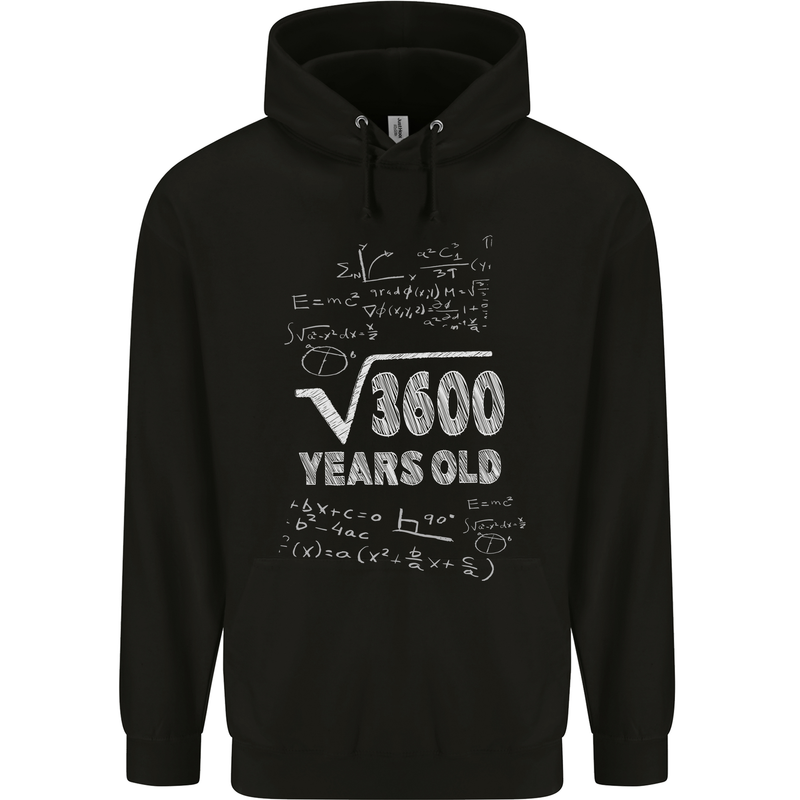 60th Birthday 60 Year Old Geek Funny Maths Mens 80% Cotton Hoodie Black