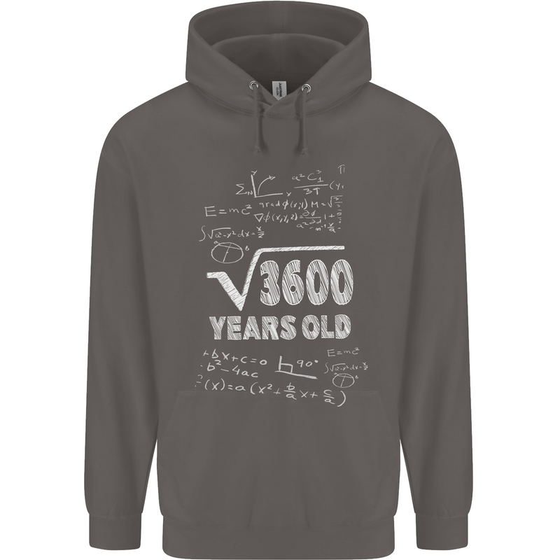 60th Birthday 60 Year Old Geek Funny Maths Mens 80% Cotton Hoodie Charcoal