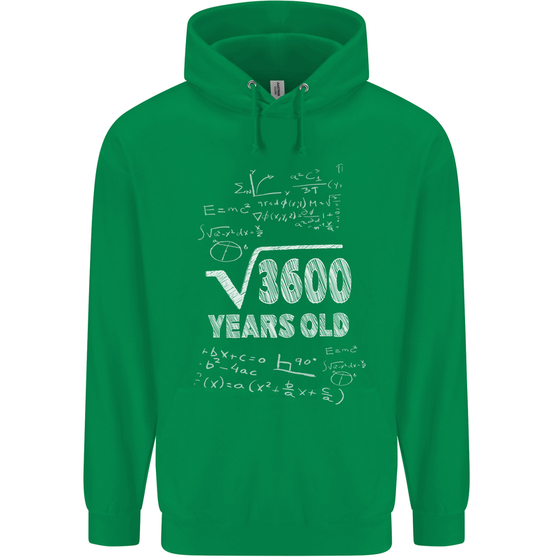 60th Birthday 60 Year Old Geek Funny Maths Mens 80% Cotton Hoodie Irish Green