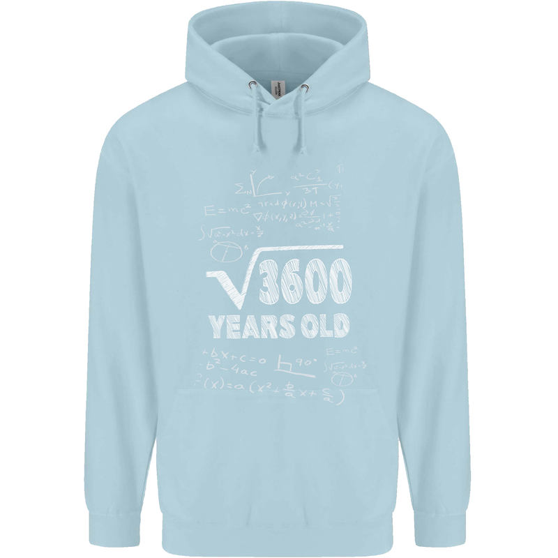 60th Birthday 60 Year Old Geek Funny Maths Mens 80% Cotton Hoodie Light Blue