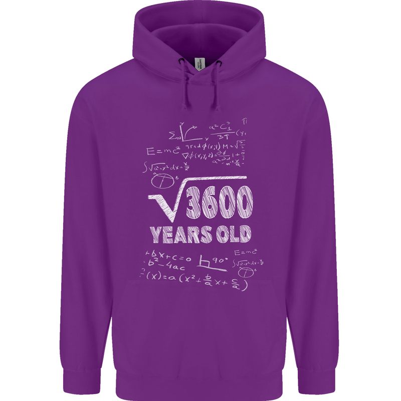 60th Birthday 60 Year Old Geek Funny Maths Mens 80% Cotton Hoodie Purple