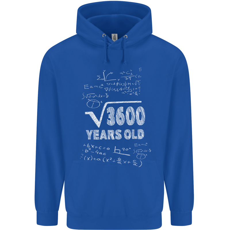 60th Birthday 60 Year Old Geek Funny Maths Mens 80% Cotton Hoodie Royal Blue