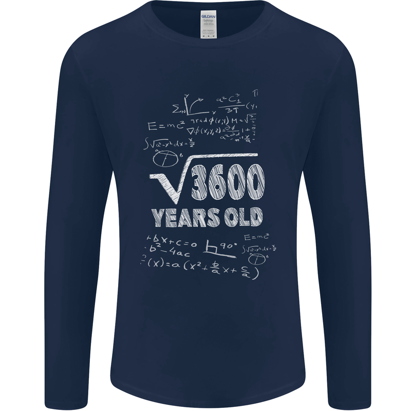60th Birthday 60 Year Old Geek Funny Maths Mens Long Sleeve T-Shirt Navy Blue