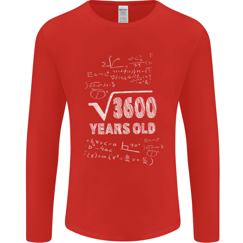 60th Birthday 60 Year Old Geek Funny Maths Mens Long Sleeve T-Shirt Red