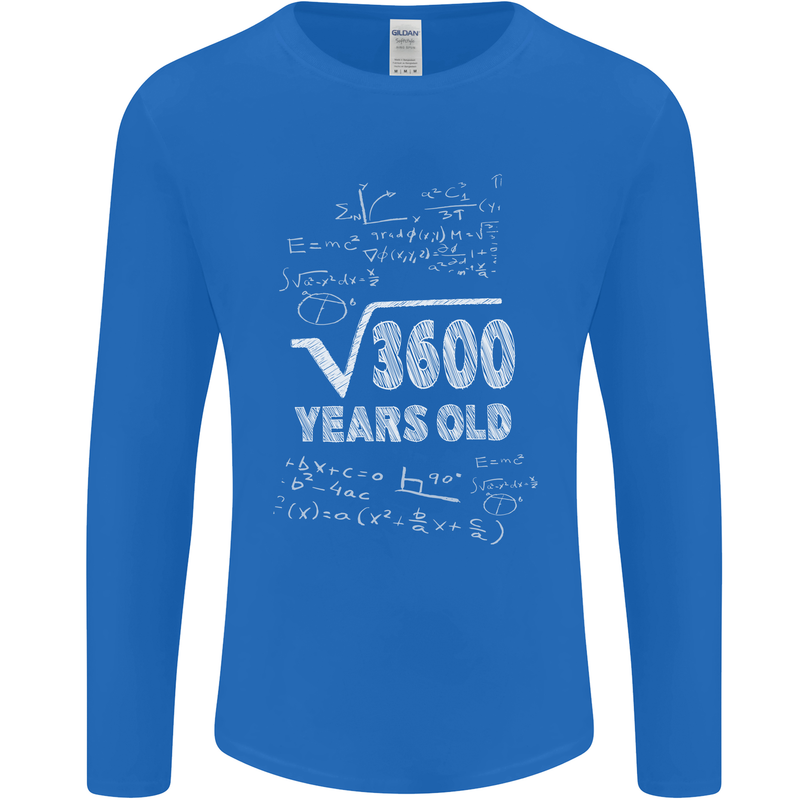 60th Birthday 60 Year Old Geek Funny Maths Mens Long Sleeve T-Shirt Royal Blue