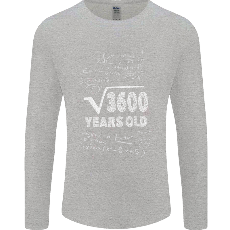 60th Birthday 60 Year Old Geek Funny Maths Mens Long Sleeve T-Shirt Sports Grey