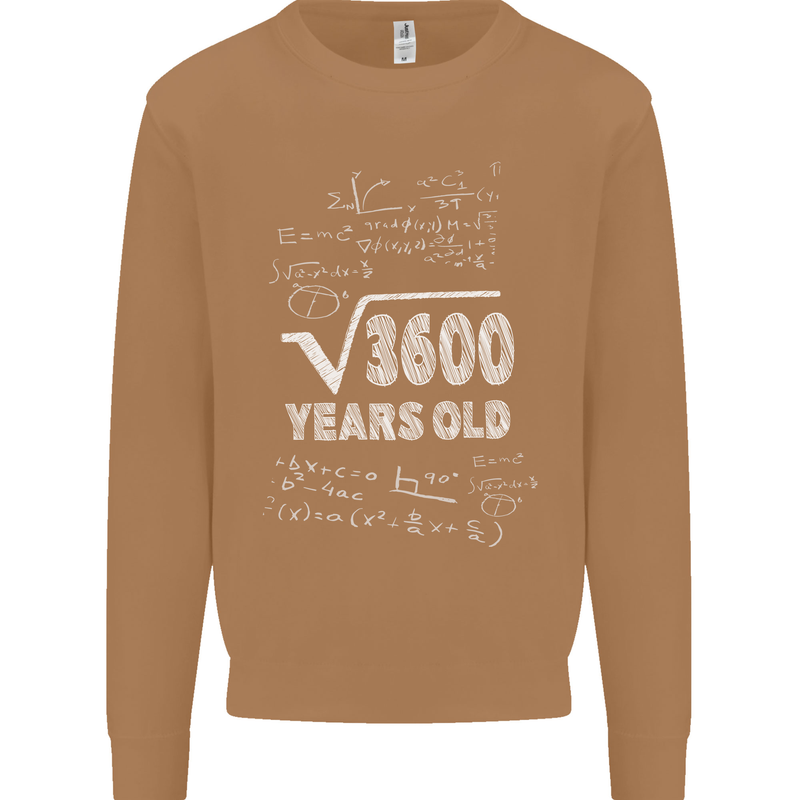60th Birthday 60 Year Old Geek Funny Maths Mens Sweatshirt Jumper Caramel Latte