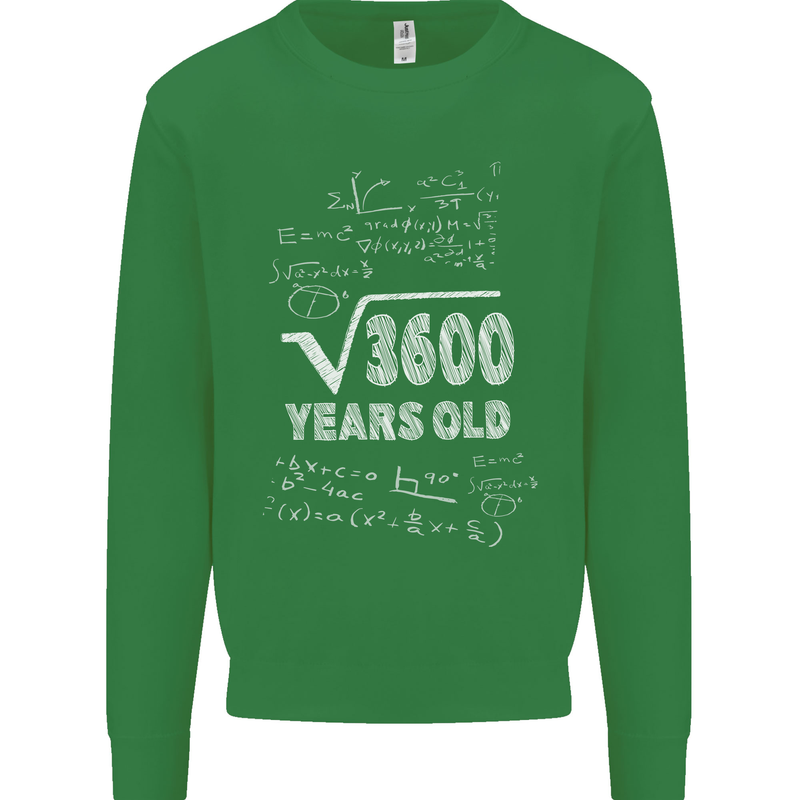 60th Birthday 60 Year Old Geek Funny Maths Mens Sweatshirt Jumper Irish Green