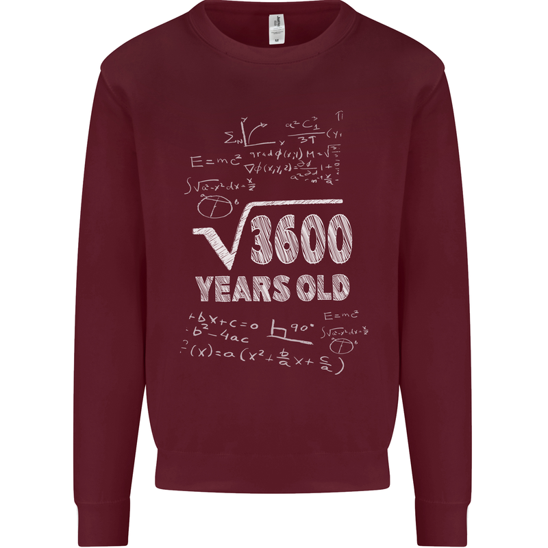 60th Birthday 60 Year Old Geek Funny Maths Mens Sweatshirt Jumper Maroon
