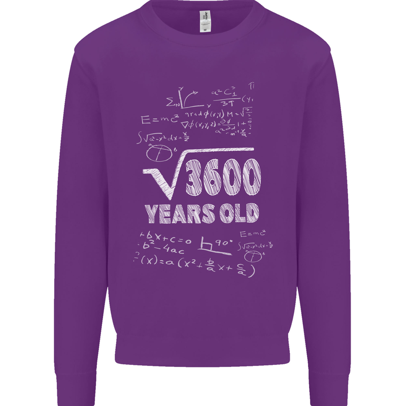 60th Birthday 60 Year Old Geek Funny Maths Mens Sweatshirt Jumper Purple