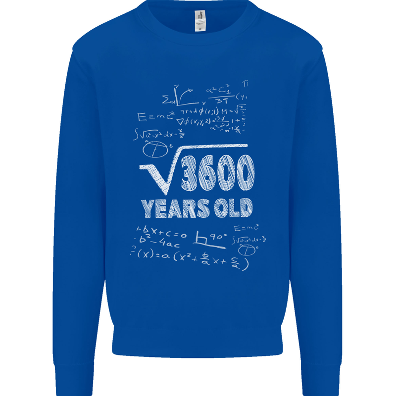 60th Birthday 60 Year Old Geek Funny Maths Mens Sweatshirt Jumper Royal Blue