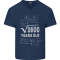 60th Birthday 60 Year Old Geek Funny Maths Mens V-Neck Cotton T-Shirt Navy Blue