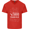 60th Birthday 60 Year Old Geek Funny Maths Mens V-Neck Cotton T-Shirt Red