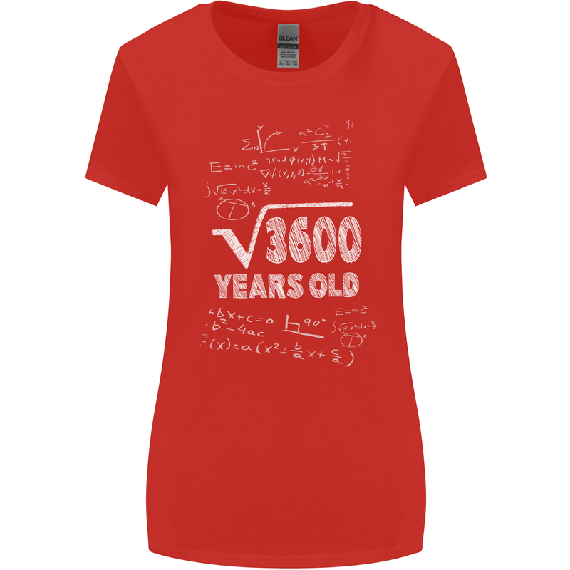 60th Birthday 60 Year Old Geek Funny Maths Womens Wider Cut T-Shirt Red