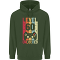60th Birthday 60 Year Old Level Up Gamming Mens 80% Cotton Hoodie Forest Green