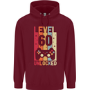 60th Birthday 60 Year Old Level Up Gamming Mens 80% Cotton Hoodie Maroon