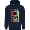 60th Birthday 60 Year Old Level Up Gamming Mens 80% Cotton Hoodie Navy Blue