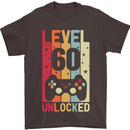 60th Birthday 60 Year Old Level Up Gamming Mens T-Shirt 100% Cotton Dark Chocolate