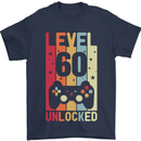 60th Birthday 60 Year Old Level Up Gamming Mens T-Shirt 100% Cotton Navy Blue
