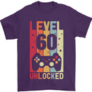 60th Birthday 60 Year Old Level Up Gamming Mens T-Shirt 100% Cotton Purple