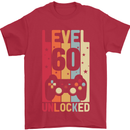 60th Birthday 60 Year Old Level Up Gamming Mens T-Shirt 100% Cotton Red