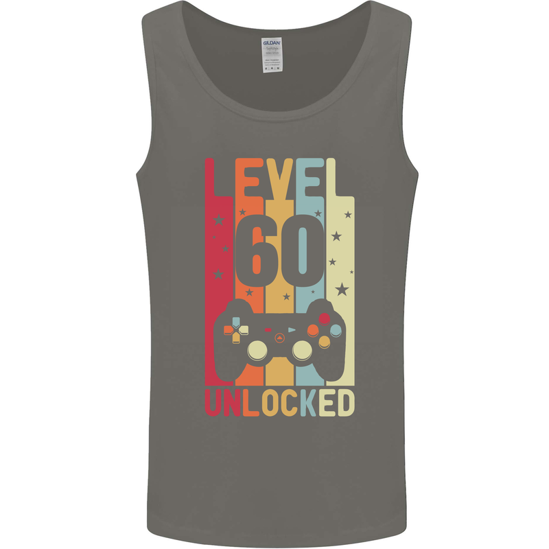 60th Birthday 60 Year Old Level Up Gamming Mens Vest Tank Top Charcoal