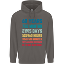 60th Birthday 60 Year Old Mens 80% Cotton Hoodie Charcoal