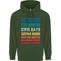 60th Birthday 60 Year Old Mens 80% Cotton Hoodie Forest Green