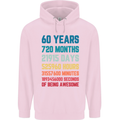 60th Birthday 60 Year Old Mens 80% Cotton Hoodie Light Pink