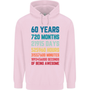 60th Birthday 60 Year Old Mens 80% Cotton Hoodie Light Pink