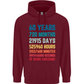 60th Birthday 60 Year Old Mens 80% Cotton Hoodie Maroon