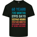 60th Birthday 60 Year Old Mens Cotton T-Shirt Tee Top Black
