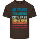 60th Birthday 60 Year Old Mens Cotton T-Shirt Tee Top Dark Chocolate
