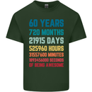 60th Birthday 60 Year Old Mens Cotton T-Shirt Tee Top Forest Green