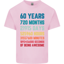 60th Birthday 60 Year Old Mens Cotton T-Shirt Tee Top Light Pink