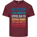 60th Birthday 60 Year Old Mens Cotton T-Shirt Tee Top Maroon
