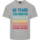 60th Birthday 60 Year Old Mens Cotton T-Shirt Tee Top Sports Grey