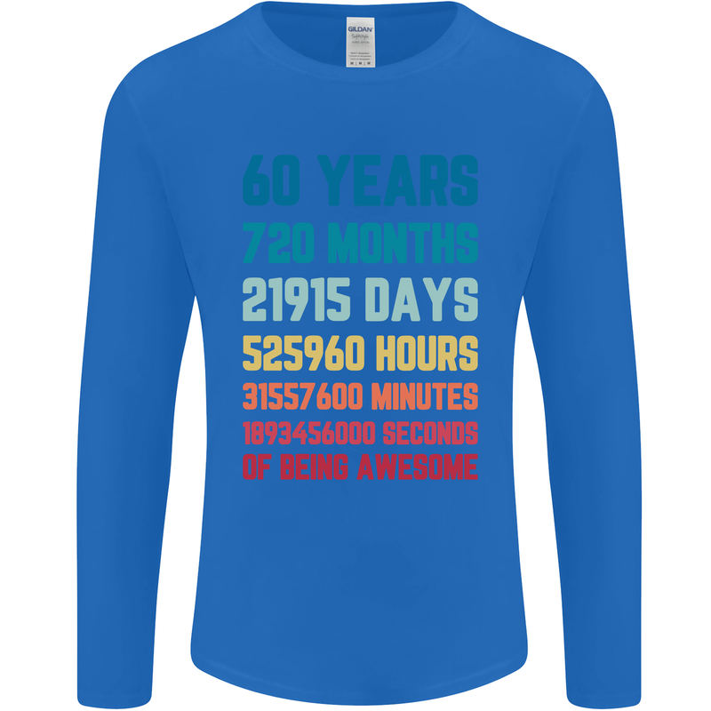 60th Birthday 60 Year Old Mens Long Sleeve T-Shirt Royal Blue